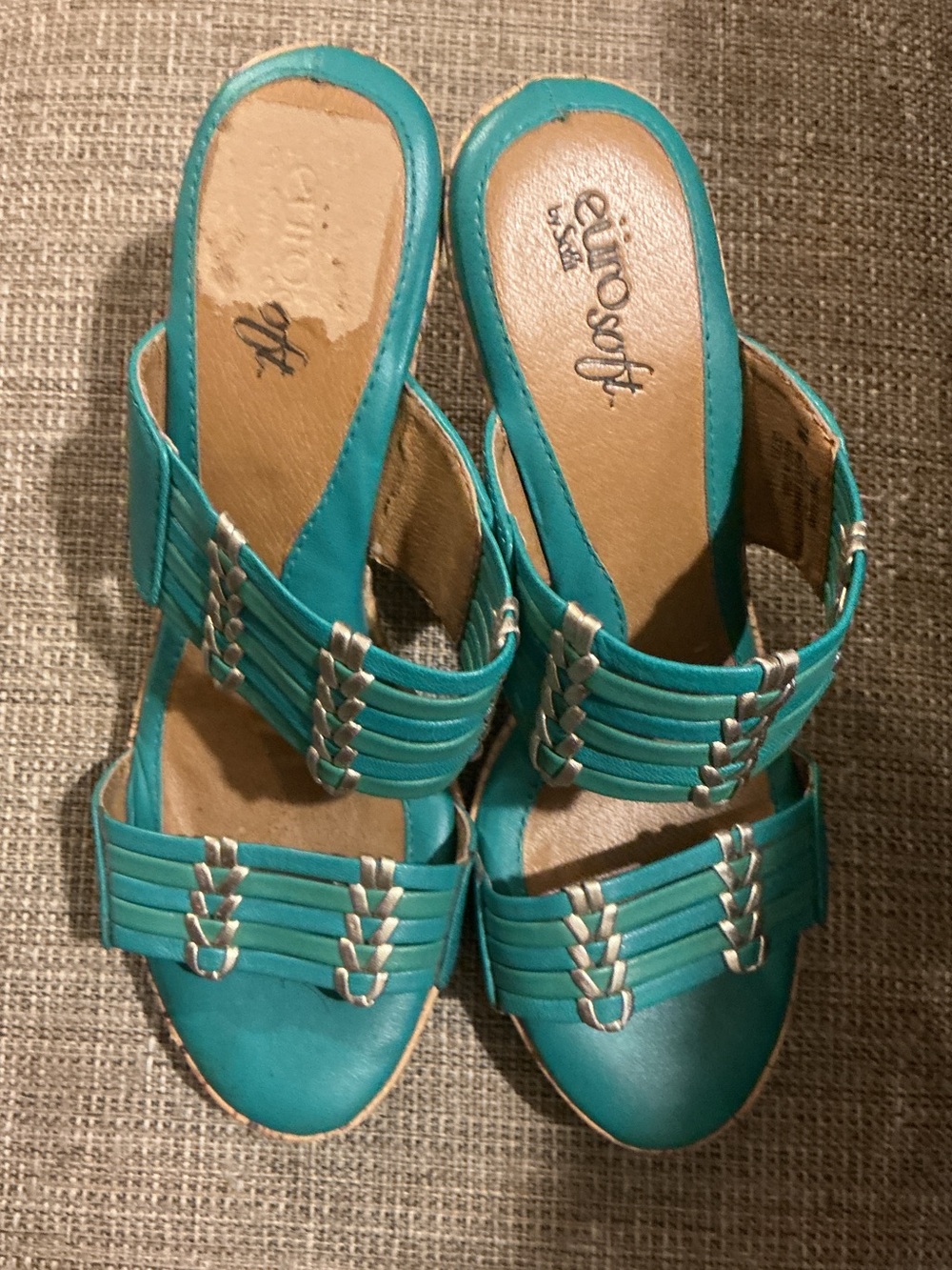 Eurosoft Teal Slip-On Woven Mule